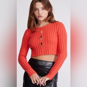 Sweater Cropped Kendall & Kylie Burnt Orange Size XS NWOT
